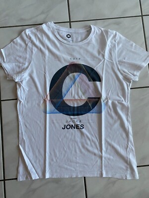 Jack and Jones T-Shirt Core Herren L weiß mit Muster gebraucht