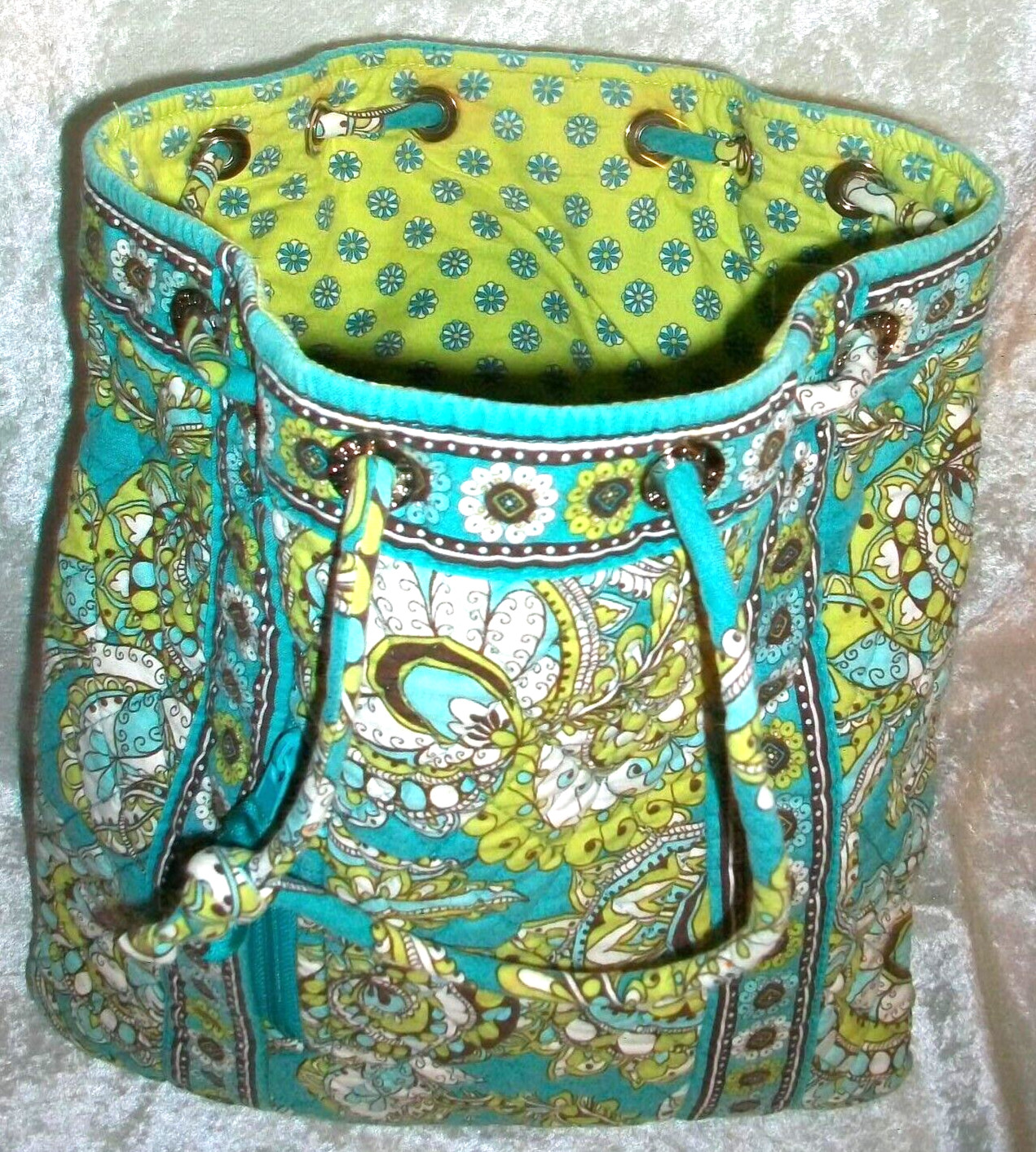 Vera Bradley Quilt Cotton Peacock Paisley Cinch Drawstring B