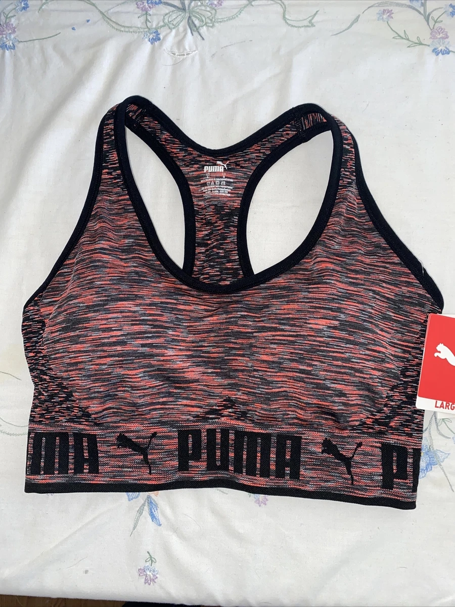 PUMA Seamless Bra Drycell Pink Silver Logo Large Moisture Wicking Technology NEW