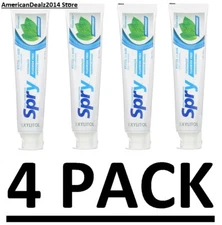 4 PACK - Xlear Spry Fluoride Free Toothpaste - Peppermint 5 oz - NEW FRESH STOCK