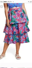 Tabitha Brown For Target Women Tropical Print Tiered Elastic Waist Skirt Size S