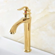 New Golden Brass Single Handle Hot / Cold Tap Washbasin Mixer Sink Faucet zsf822