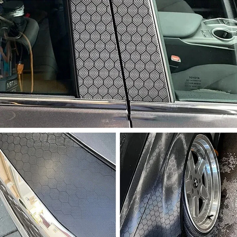 6D Honeycomb Carbon Fiber Sticker Diamond Forged Black Car Film Change Color - Image 4 of 4