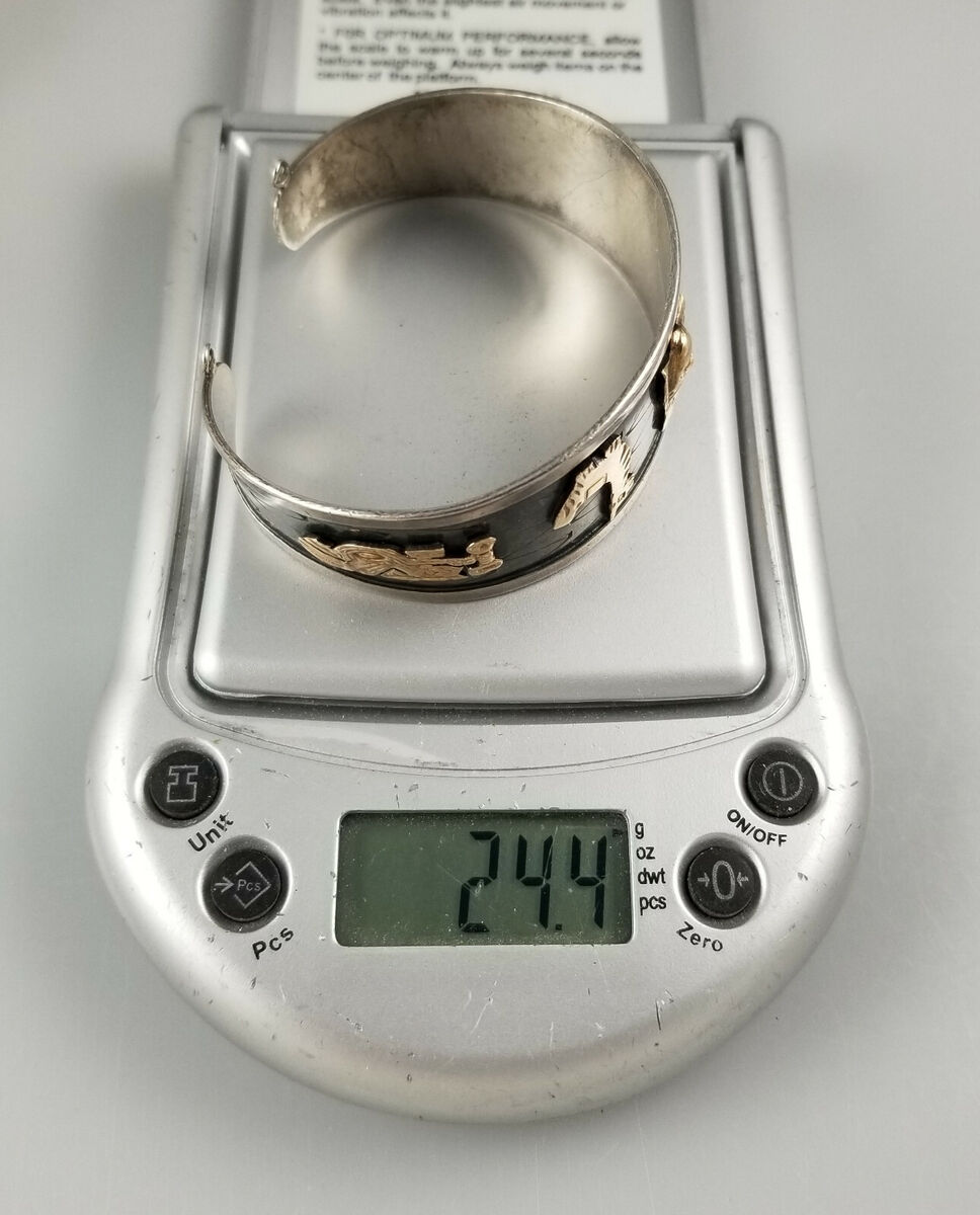 VINTAGE 18K GOLD & STERLING SILVER 925 PERU PERUVIAN VINTAGE 18K GOLD & STERLING SILVER 925 PERU PERUVIAN