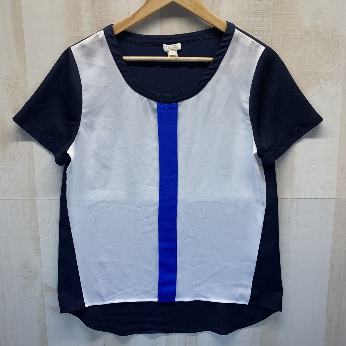 J Crew Women's SZ S Blouse Top Blue/White Work/Officewear