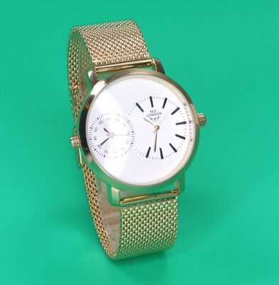 Men's Geneva Retro Stainless Steel Mesch Band Round Dress IP Plated Watch