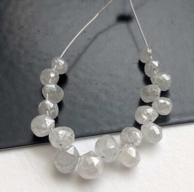 Weiße Träne Diamant Perlen Diamant Briolette Perlen Diamant Tropfen 5 Stück 2...