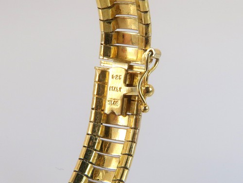 Estate Tri Tone Gold Gilded 925 Sterling Silver 8" Link Bangle Bracelet 23.8g - Picture 4 of 6