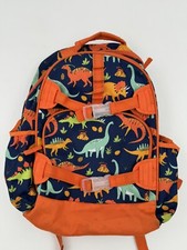 Boys Backpack Dinosaur Print Orange and Blue Zip Close Padded Multiple Pockets
