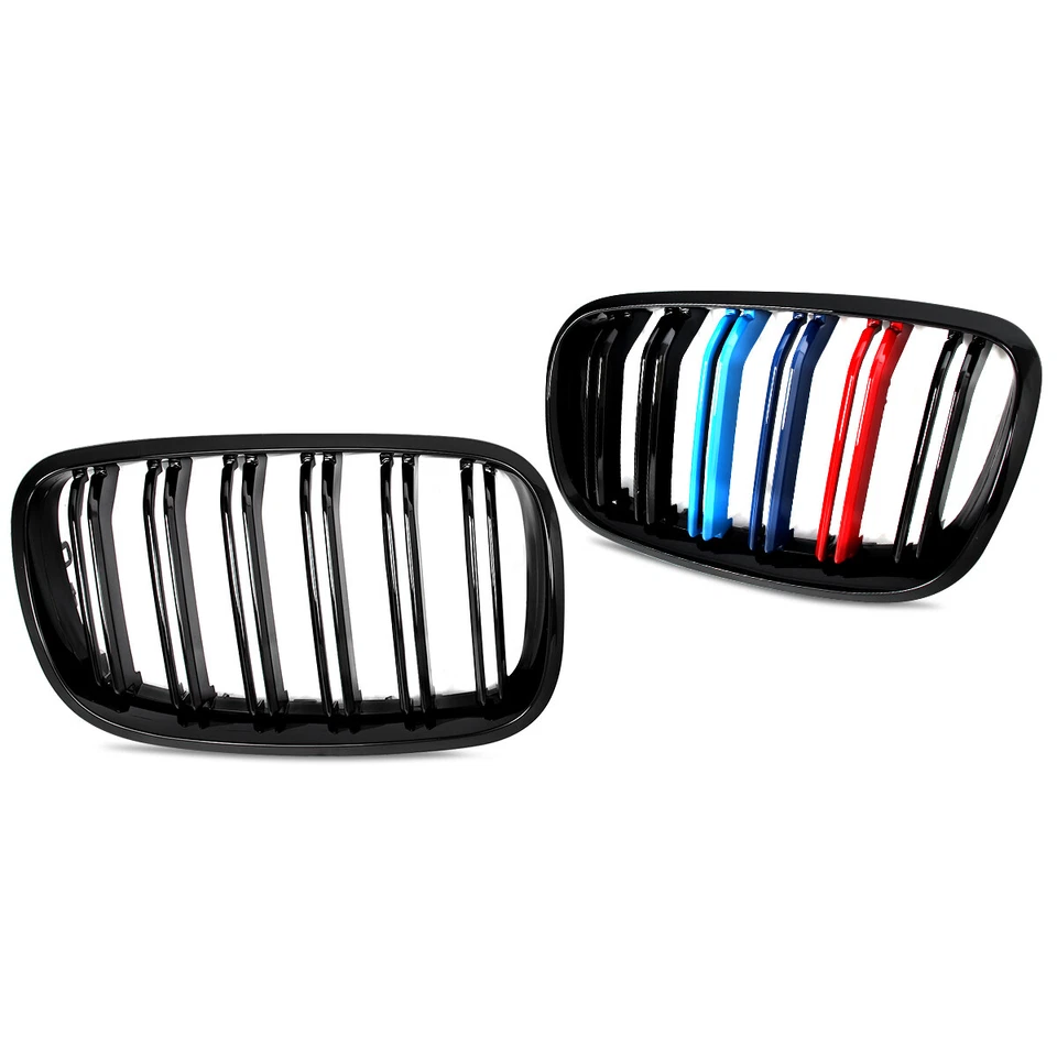 Gloss Black M-Color Front Kidney Grill Dual Slat For BMW X5 X6 E70 E71 2007-2013 Foto 2 de 4