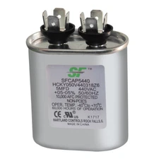 TRANE Run Capacitor - 5 MFD - 370/440VAC Oval / Motor Comp