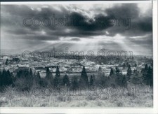 1970 Sunlight Through Clouds Eugene OR View From Skinners Butte Press Photo