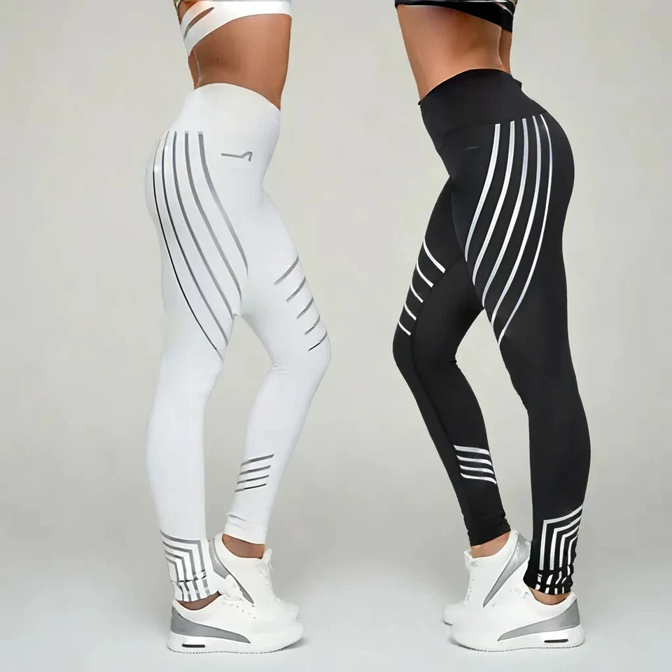 Women's Reflective Fitness Sport Yoga Pants Leggings Gym Sexy Yoga Workout Push - Image 3 of 4
