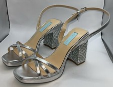 Betsey Johnson Women's Sb-zhara Heeled Sandal, Silver, size 7 US