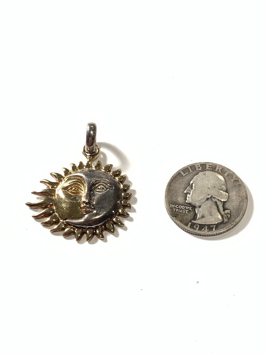 Sergio Bustamante Sterling Silver Flaming Sun & Moon Pendant | eBay