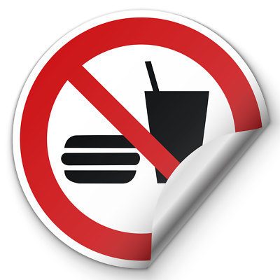 Aufkleber 'Essen Und Trinken Verboten' – 20 Cm, Nach ISO 7010, Selbstklebend