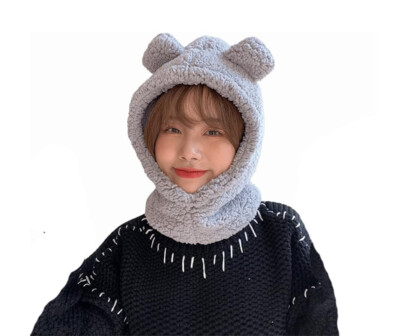 Süße Fleece Teddybär Ohr Sturmhaube Kapuze Beanie Mütze flauschig Winter Geschenke