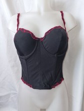 BNWOT Gorgeous Black DEBENHAMS underwired boned corset basque top size 36C TV 