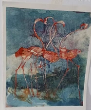 Flamingos "Love is in the Air" by Edwin Salomon (1935-2014) Ltd. Ed Serigraph
