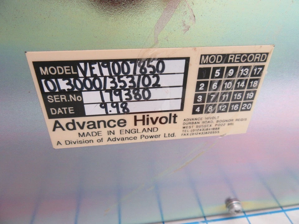 VEI9007850 / POWER SUPPLY MODULE SERIES 3000 OL/3000/353/02 / ADVANCE HI-VOLT — 第 2/4 张图片