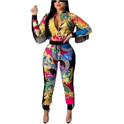 Multi-Color Fringe Jacket and Matching Pant Set Size 2X NEW