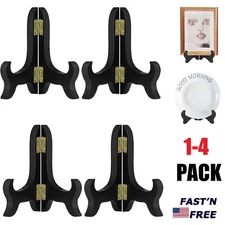 4Pcs Easel Plate Holder Wooden Display Stand Bowl Dish Rack Book Pedestal Decor