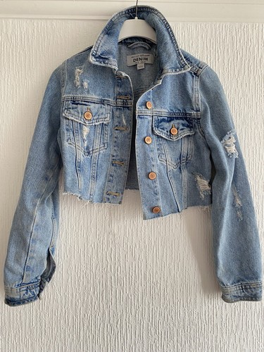 BLUE DENIM RIPPED JACKET GIRLS 9 YRS 