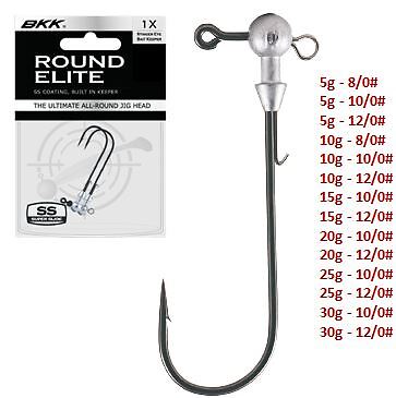 BKK Round EliteStinger Eye Bait Jighaken Angel Haken Bleikopf Raubfisch 2er-Pack