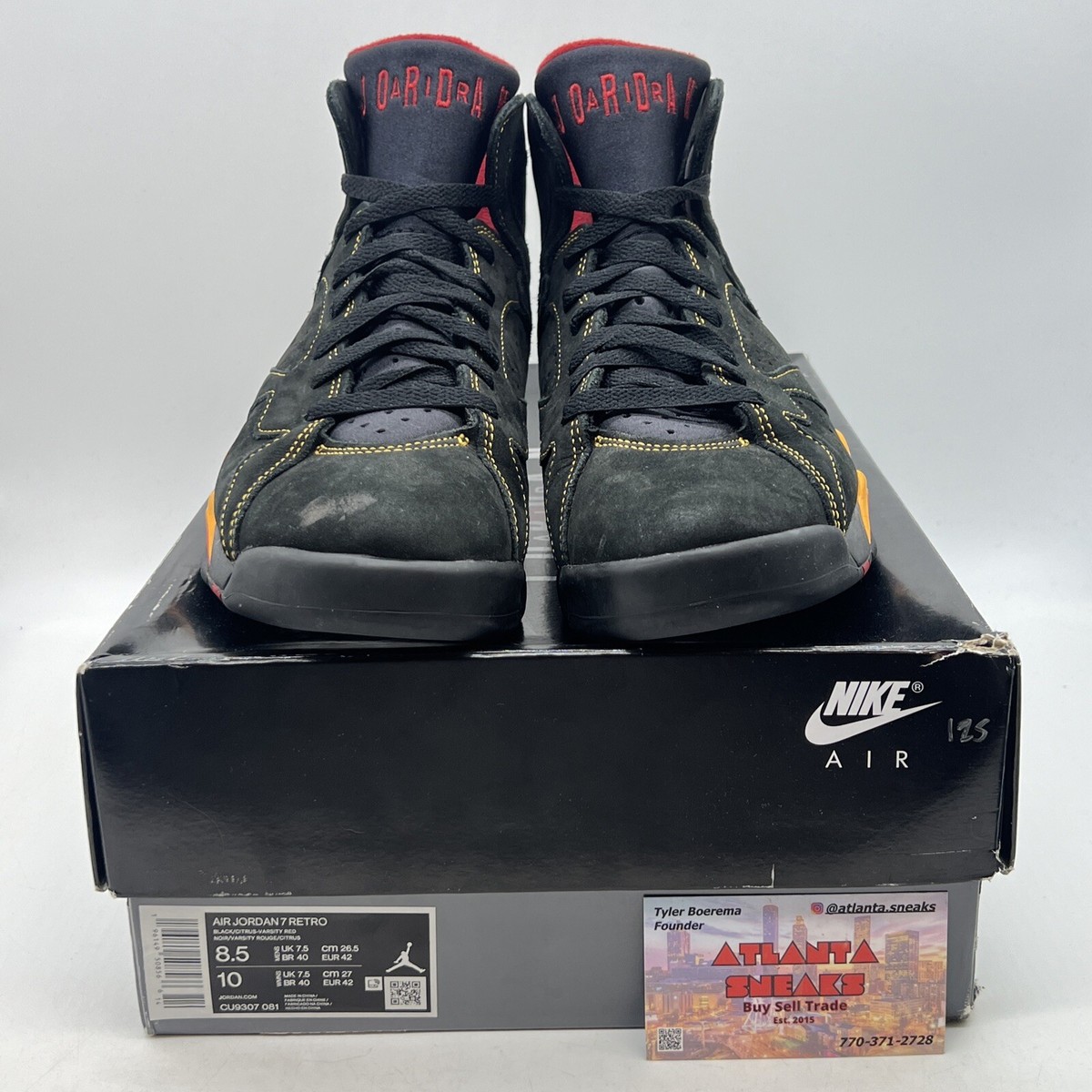 Air Jordan 7 ブラック/レッド/イエロー US 8 CU9307-081 Nike Air Jordan 7 Retro Citrus Black Varsity Red Gold