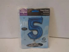 Qty = 5: Anagram Blue Number 5 Helium Saver Foil Balloon Item No. 28285