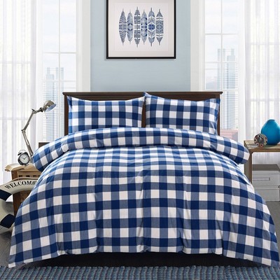 Gingham Plaid Duvet Cover Bedding Sets Queen Bed Pillowcase 3