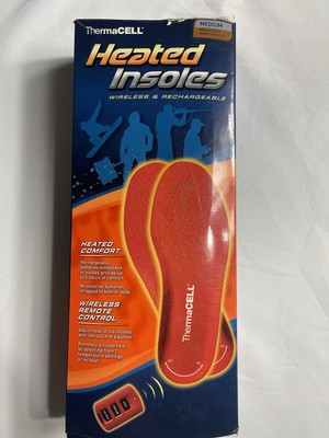Thermacell Rechargeable Heated Insoles with Wirelsee Remote Control Medium  New