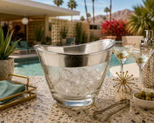Vtg MCM Sculptural Art Glass Bowl Ice Bucket ...