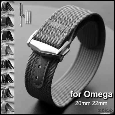 #ad #ad Ribbed Nylon WatchBand Canvas Nylon Strap 20mm 22mm for Omega for Swatch $14.85