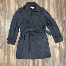 Zara Trench Cappotto Uomo M Navy Doppiopetto Performance Impermeabile 8 Bottoni