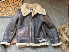 WWII US ARMY AIR CORP B3 BOMBER PILOT SHEEPSKIN LEATHER FLYING JACKET-MEDIUM 40R