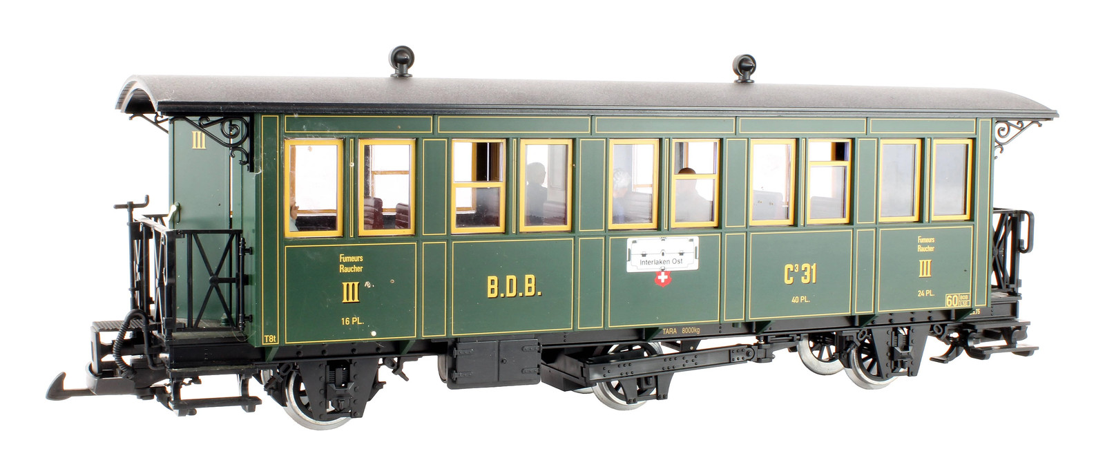 LGB G GAUGE 30330 BDB GREEN 'INTERLAKEN OST' PASSENGER CAR