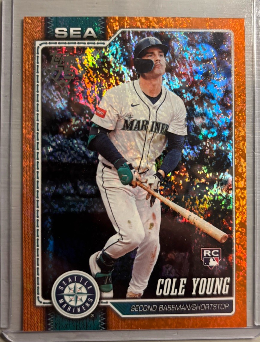 2026 Topps Series 1 Cole Young Orange Holo Foil RC Rookie SP #d 7/25 #129