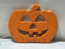 VINTAGE HALLOWEEN LIGHT UP 14X11  JACK O LANTERN PUMPKIN BLOW MOLD DECOR WORKS