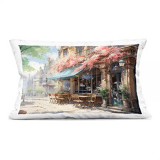 Cherry Blossom Bistro Brown Print Zipper Polyester 14 In. X 20 In. Throw Pillow