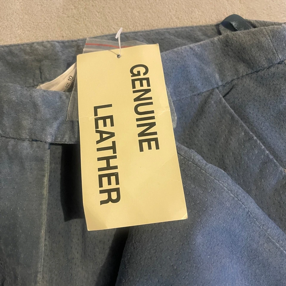 Pantalones acampanados de cuero genuino Chadwicks azules talla 10 para mujer pierna ancha (32x30) Foto 4 de 4