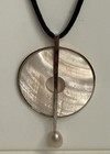 Vintage VAR 925 Sterling Silver MOP Donut Pendant Pink Pearl Corded Necklace — photo 3