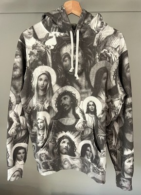 Supreme Jesus and Mary allover print pullover hoodie with logo on