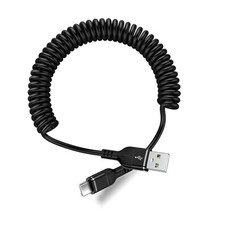 iPhone 16 Plus Car Charger Cable Coiled Cord USB-C for Black