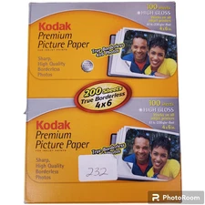 Kodak Premium 4x6 High Gloss Photo Paper 200 Sheets Inkjet True Borderless NEW