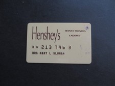 Vintage Obsolete Charge Credit Card Henshey's Department Store Los Angeles