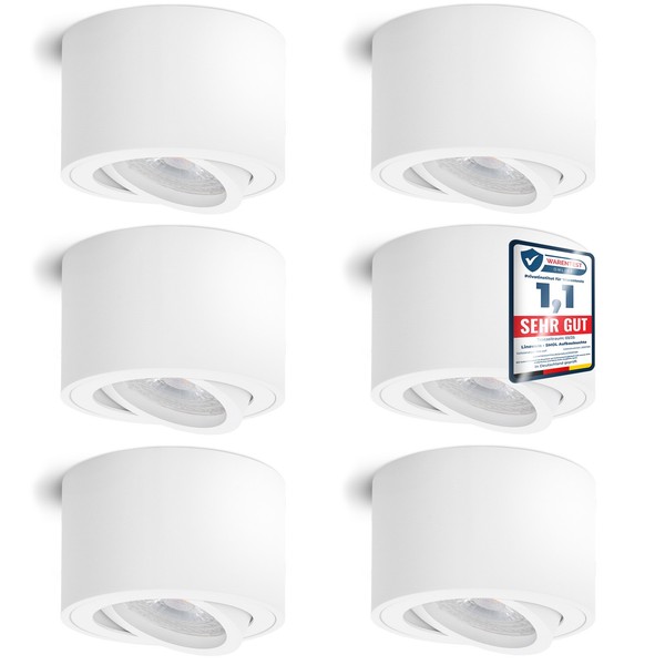 6X Aufbauleuchte Smol Schwenkbar Weiß Mit Led Birne 4W Neutralweiß Spot Lampe-image