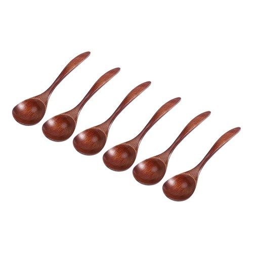 Wooden Spoons for Eating, 6 Pieces Natural Wood Eating Spoon, 7 Inch2842