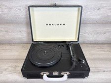 Grausch Black Turntable Vinyl Portable Record Player Built-In Stereo Speakers