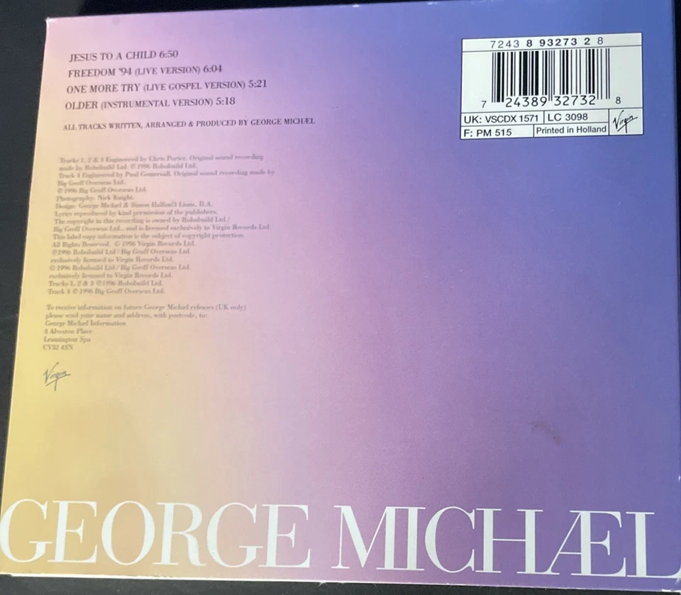 George Michael 💿 Jesus to a Child Maxi CD MCD Single - Bild 3 von 3
